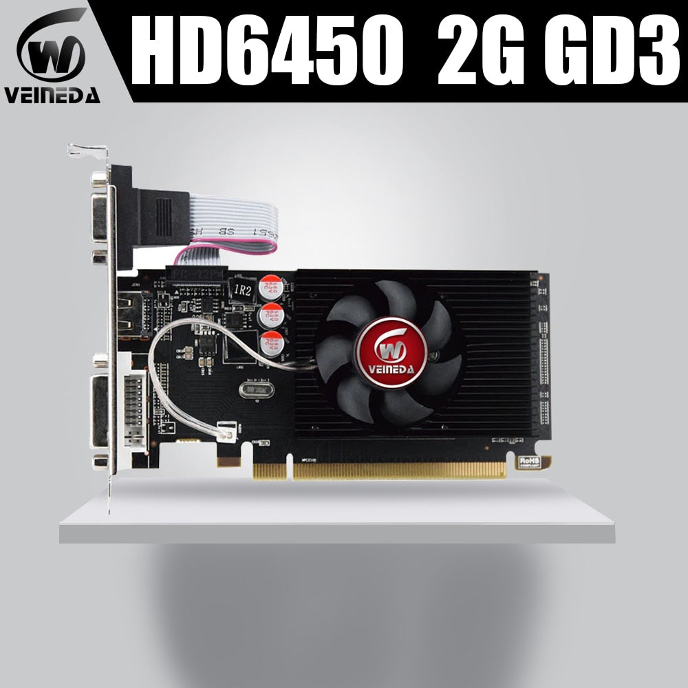 Veineda Graphics Cards HD6450 2GB DDR3 HDMI Graphic Video Card High-end Game Graphics Card HD6450