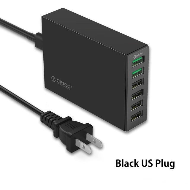 ORICO 6 Ports Desktop Charger QC2.0 Fast Mobile Phone USB Adapter for Samsung Huawei Xiaomi LG iPhone EU/US/UK/AU Plug