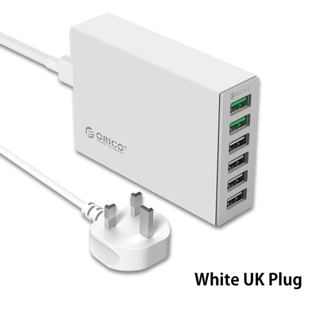 ORICO 6 Ports Desktop Charger QC2.0 Fast Mobile Phone USB Adapter for Samsung Huawei Xiaomi LG iPhone EU/US/UK/AU Plug