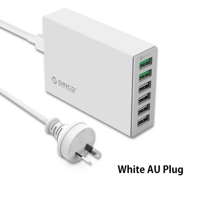 ORICO 6 Ports Desktop Charger QC2.0 Fast Mobile Phone USB Adapter for Samsung Huawei Xiaomi LG iPhone EU/US/UK/AU Plug