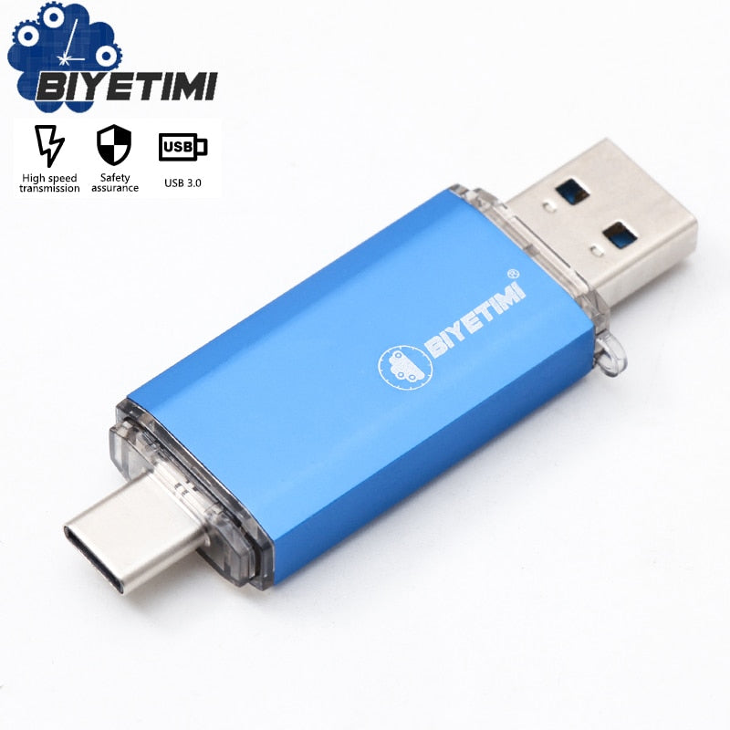 Biyetimi Type-c for phone and computer 3.0 usb flash drive 32GB 64GB 128GB 256GB real capacity flash drive pendrive