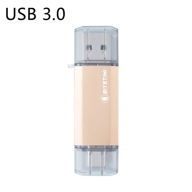 Biyetimi Type-c for phone and computer 3.0 usb flash drive 32GB 64GB 128GB 256GB real capacity flash drive pendrive