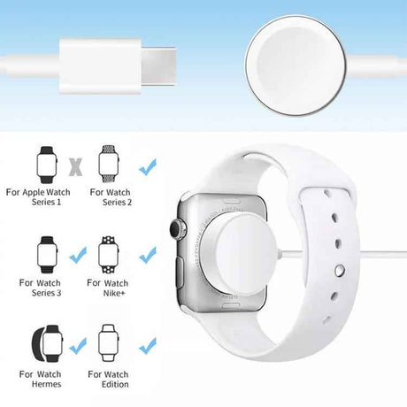 For Apple Watch Series xDfind Magnetic Fast Charger Charging Cable, USB-A Port, Length: 1m(White)