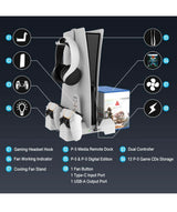 PS5 Vertical Stand Cooling Fan and Controller Charger Dock Charging Station