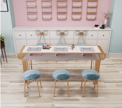 Manicure table marble double manicure table table and chair ironwork North Europe ins net red manicure shop table and chair set