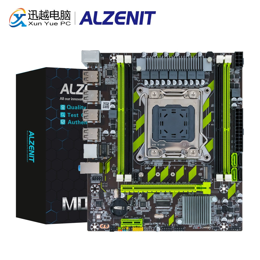 ALZENIT X79G Motherboard For Intel X79 LGA 2011 Xeon E5 Support ECC REG DDR3 64GB M.2 NVME USB2.0 SATA3 M-ATX Server Mainboard